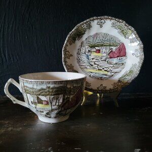 Vintage Johnson Brothers The Friendly Village Cup and Saucer "Sugar Maples"